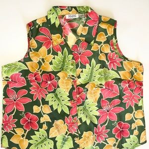 Selene Sport Sleeveless Tropical Print Shirt
